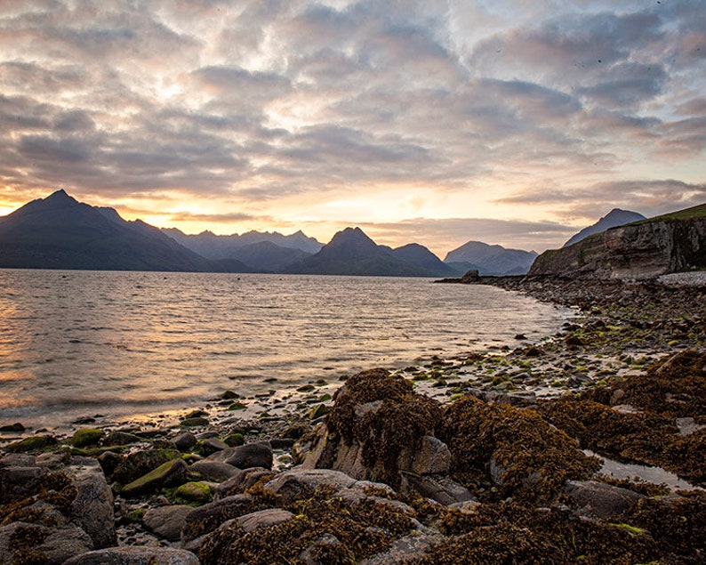 Large Landscape Print, Elgol Scotland, Sunset Photograph, Living Room Art, Bedroom Decor, Oversize Wall Print, Mountain Photography, Ocean image 1