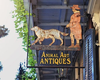 New Orleans Photography Print, French Quarter Animal Art Antiques Sign Picture, Louisiana Decor, New Orleans Art, New Orleans Wall Art