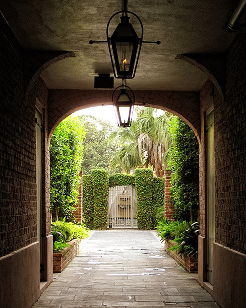 New Orleans Courtyard Photograph, New Orleans Art, Louisiana Decor, French Quarter Fine Art Photography, Wall Art, Green Secret Garden image 1