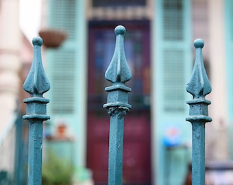 New Orleans Art, Fine Art Print, Colorful Wall Art, Door Photography, French Quarter, Photograph, Garden Gate Decor, Wrought Iron Fence