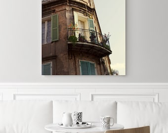 New Orleans Photography French Quarter  "City Oasis" Print. Mardi Gras. Wrought Iron Balconies.