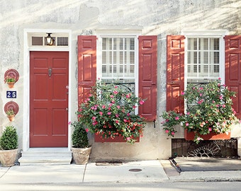 Charleston SC Architecture Photography, Queen Street Print, Door Window Photograph, Fine Art Print, Home Decor, Wall Art, Travel Photo