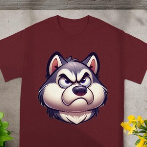 Husky Dog T-Shirt, Cute Husky Shirt, Cartoon Animal Tee, Funny Husky Face T-Shirt, Dog Lover Gift, Husky Fan Tee, Animal Lover Shirt