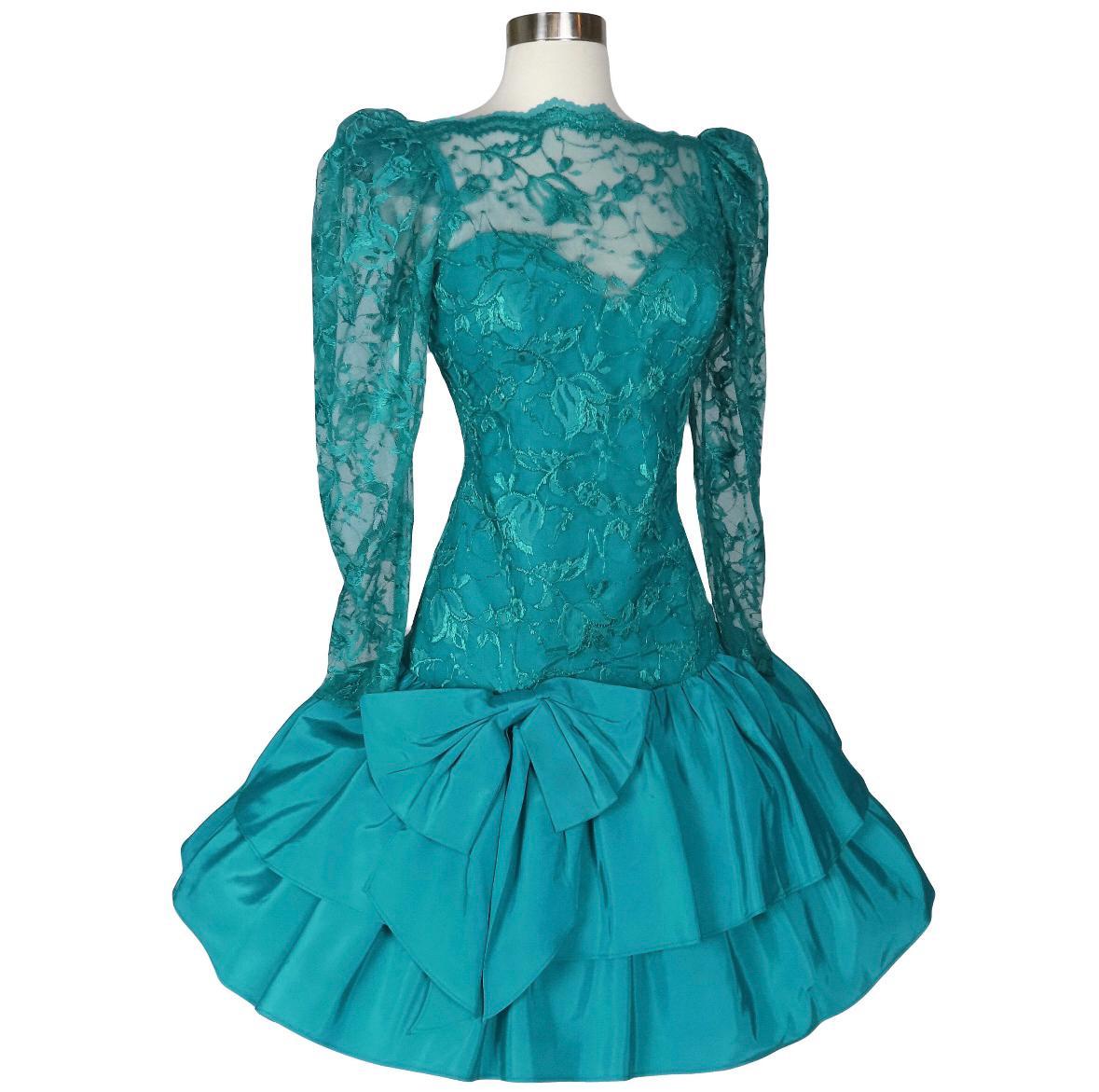 Vintage 80's Teal Cocktail Party Prom Dress S Small Vintage 80's Teal Cocktail Party Prom Dress S Small