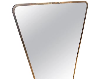 1950s Gio Ponti Style Mid-Century Modern Brass Italian Wall Mirror