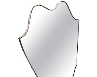 1950s Gio Ponti Style Mid-Century Modern Solid Brass Italian Big Wall Mirror