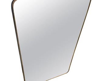 1950s Gio Ponti Style Mid-Century Modern Brass Italian Wall Mirror