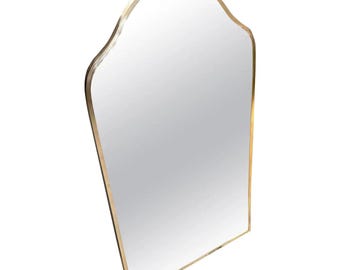 1950s Gio Ponti Style Mid-Century Modern Brass Italian Wall Mirror