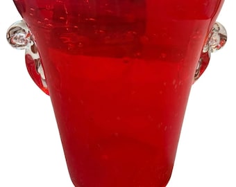 1970s Modern Red Murano Glass Wine Cooler, Hand-Crafted, Italy