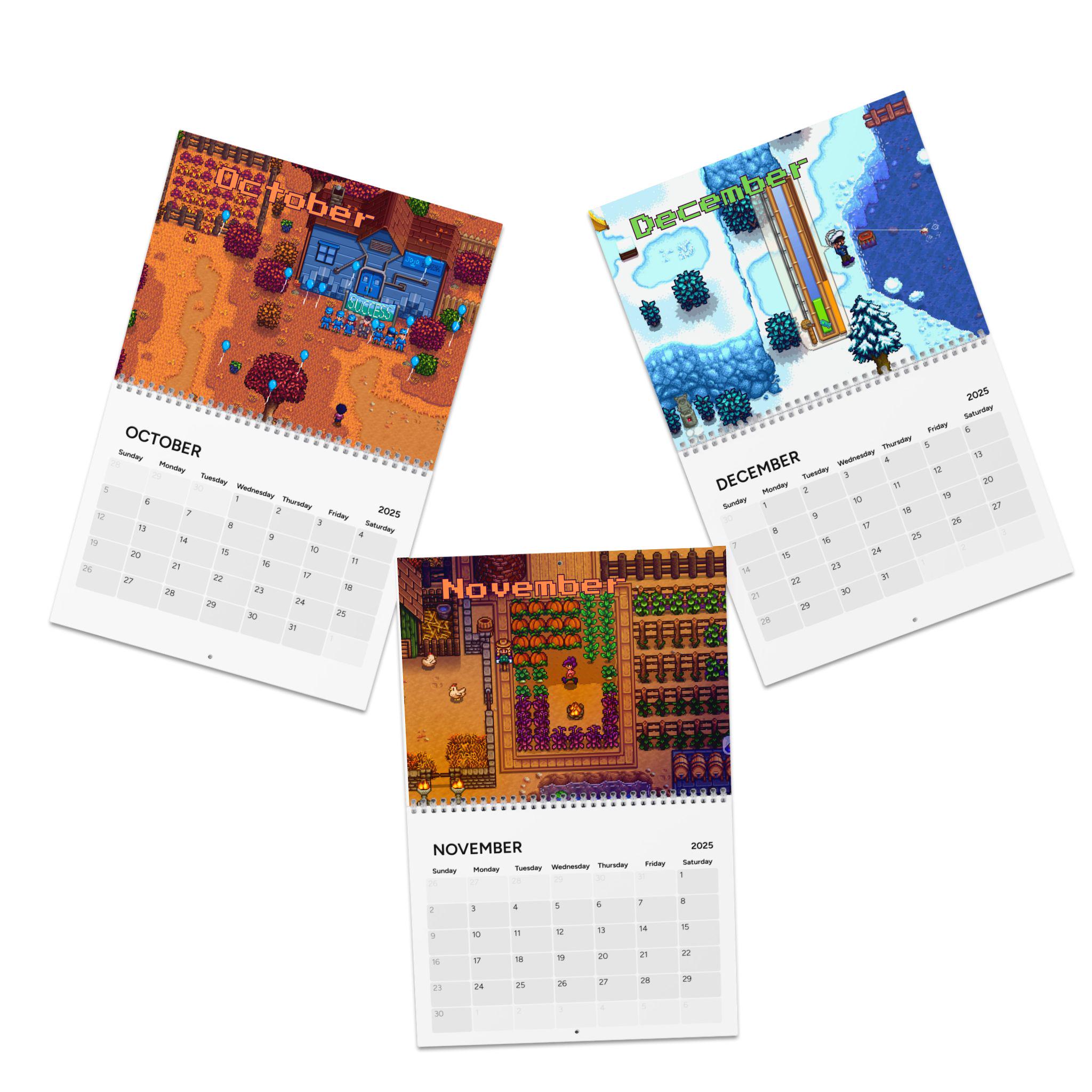 Stardew Valley 2025 Wall Calendar 10 Inch Calendar Gamer Gift Video
