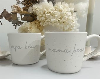 Mama Bear/Papa Bear Speckled Ceramic Mug - Mother’s Day Gift - Father’s Day Gift - Coffee Cup - Tea Cup - New Mum - New Dad