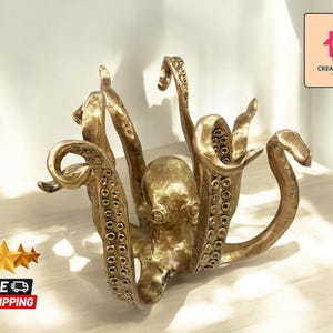 Octopus Coffee Cup Shelf | Mug Holder Stand | Ocean-Themed Kitchen Storage Rack | Unique Countertop Decor | Resin Glass  Organizer