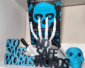 Letrero personalizable de "Luces apagadas, sin palabras de seguridad" con cuchillo
