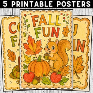 Fall Bulletin Board Decor, Fall Classroom 5 Posters Bundle, Autumn Classroom Decor, Printable Teacher Decor, Fall Wall Art, Decoration