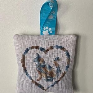 Embroidered lavender sachet to hang
