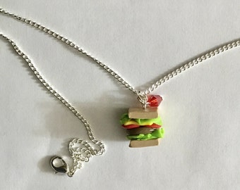 Sandwich pendant necklace, wedding party favor, gift,
