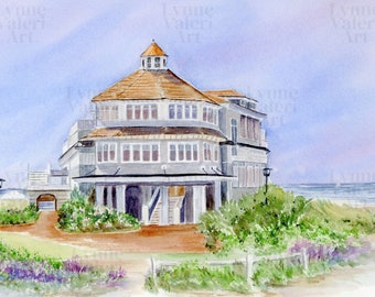 Wychmere Dune Watercolor Art Print: Cape Cod Wedding Venue Painting