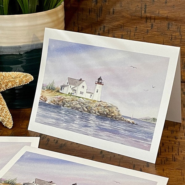 Lighthouse Note Cards, Cape Cod Notecards, Wings Neck Lighthouse, Set of 8 blank notecards