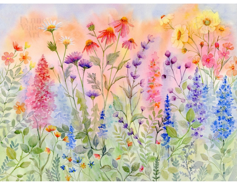 Garden Watercolor Flowers Art Print: Dreamy Floral Wall Decor - Etsy