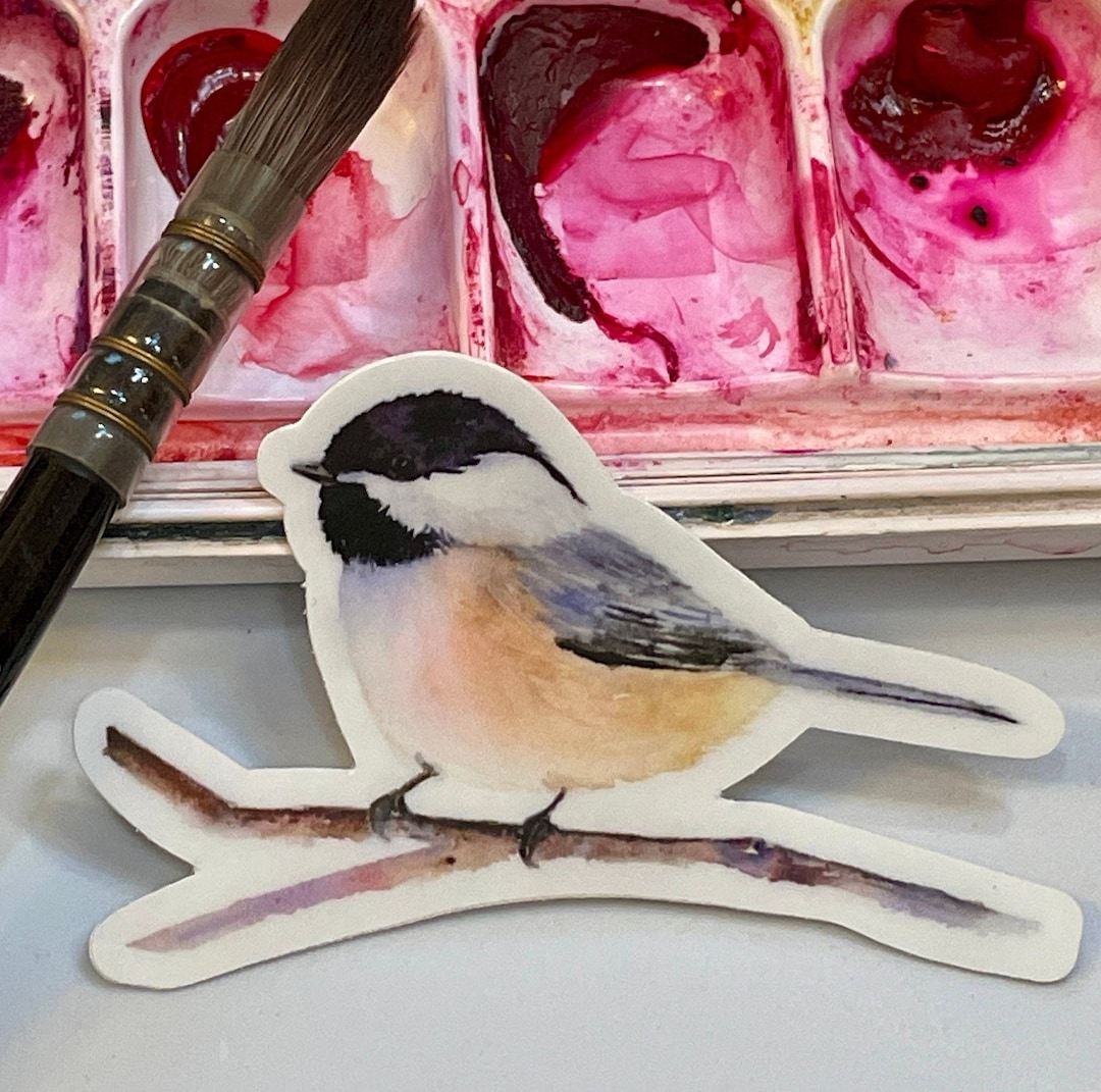 Chickadee Decal, Songbird Nature Vinyl Sticker, Black-capped Chickadee ...