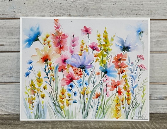 Wall Art Print, Flowers, watercolor painting