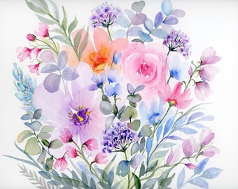Flowers - watercolor - wall art