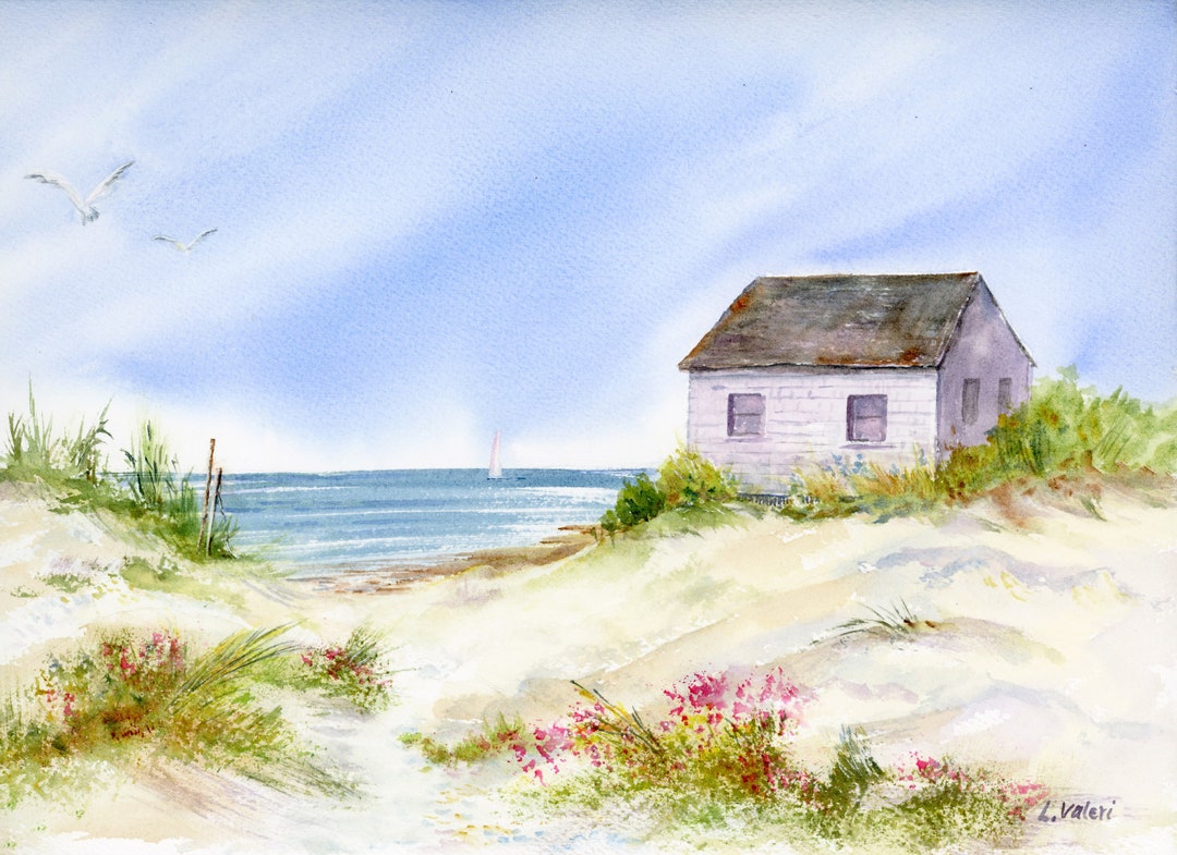 Cape Cod Art Watercolor Art Print Summer Cottage Art Print Etsy