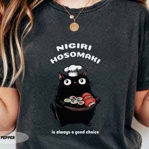 Sushi Cat Chef T-Shirt: Funny Foodie Tee image 3