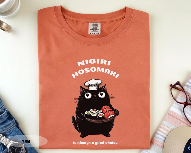 Sushi Cat Chef T-Shirt: Funny Foodie Tee image 6