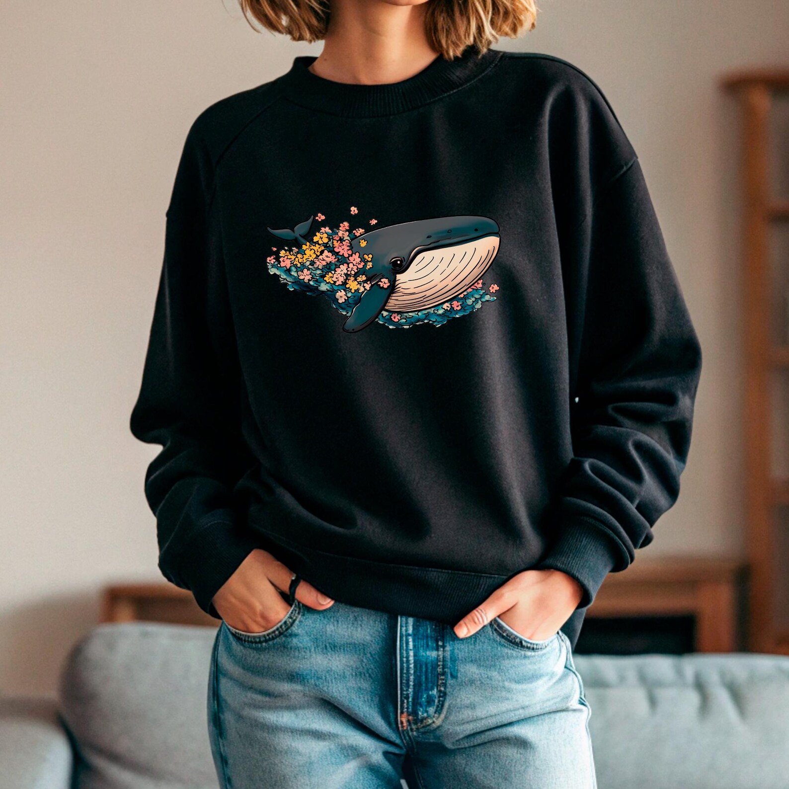 Short Sleeve Printed Jammies - Blue Whales main image 0