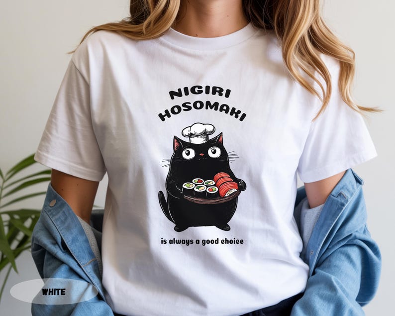 Sushi Cat Chef T-Shirt: Funny Foodie Tee image 2
