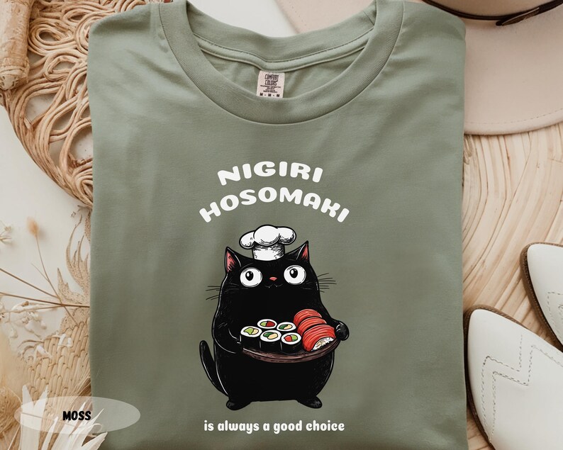 Sushi Cat Chef T-Shirt: Funny Foodie Tee image 4