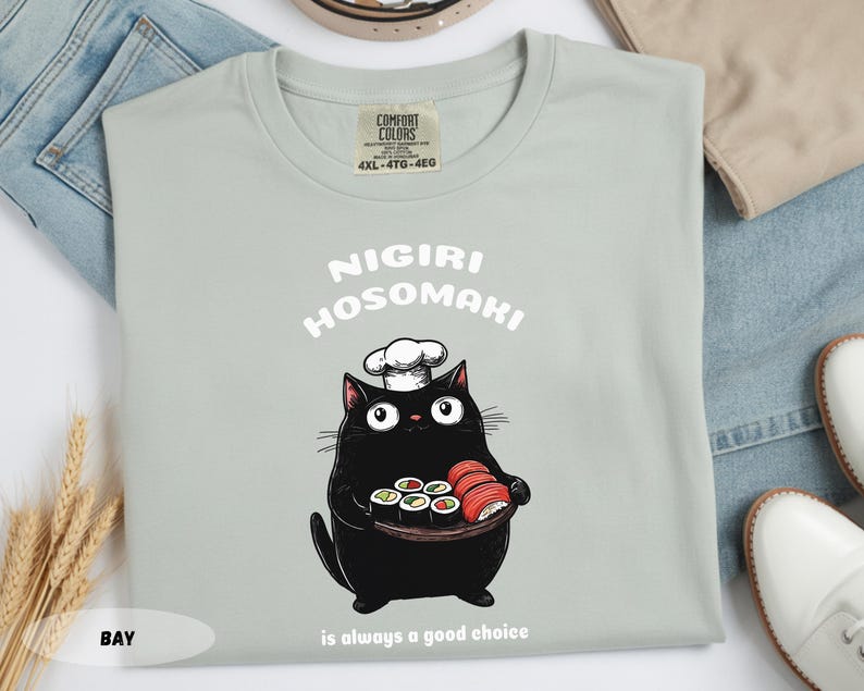 Sushi Cat Chef T-Shirt: Funny Foodie Tee image 7