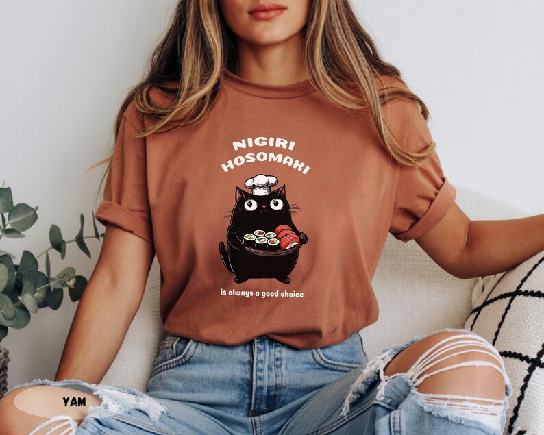 Sushi Cat Chef T-Shirt: Funny Foodie Tee image 11