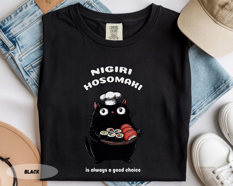 Sushi Cat Chef T-Shirt: Funny Foodie Tee image 9