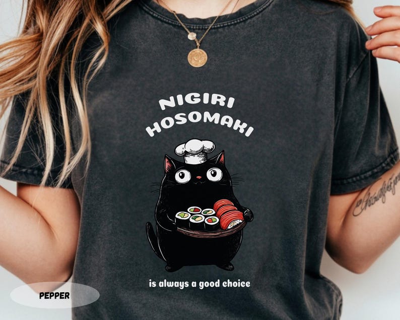 Sushi Cat Chef T-Shirt: Funny Foodie Tee image 3