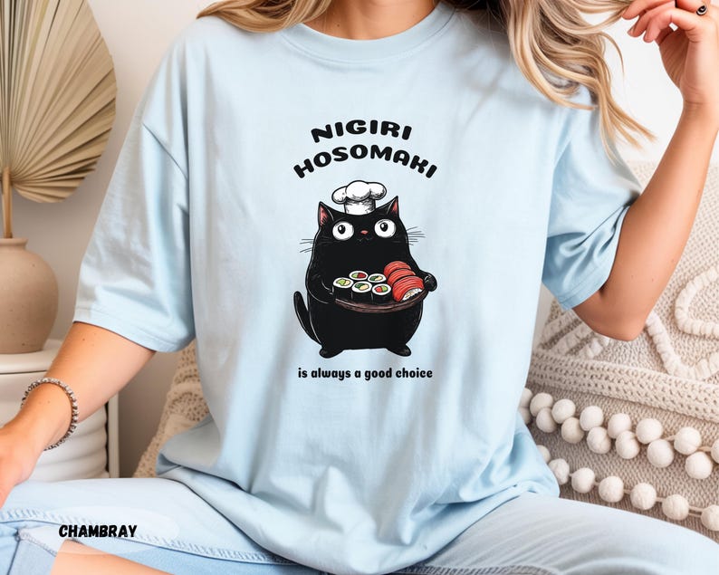 Sushi Cat Chef T-Shirt: Funny Foodie Tee image 16