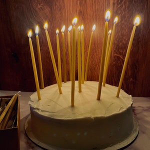 Skinny Beeswax Birthday and Celebration Candles- Hand-Dipped Mini Tapers, 30 ct., Cotton Wick