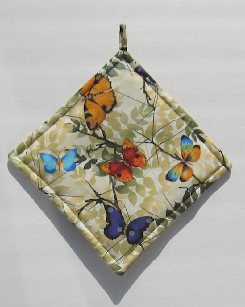 Colorful Multicolored Spring Butterfly Pot Holders Set of Two Quilted Handmade Etsy