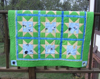 Lewe the Ewe Baby Quilt Baby Shower Gift Sheep Balloons Quiltsy Team Handmade