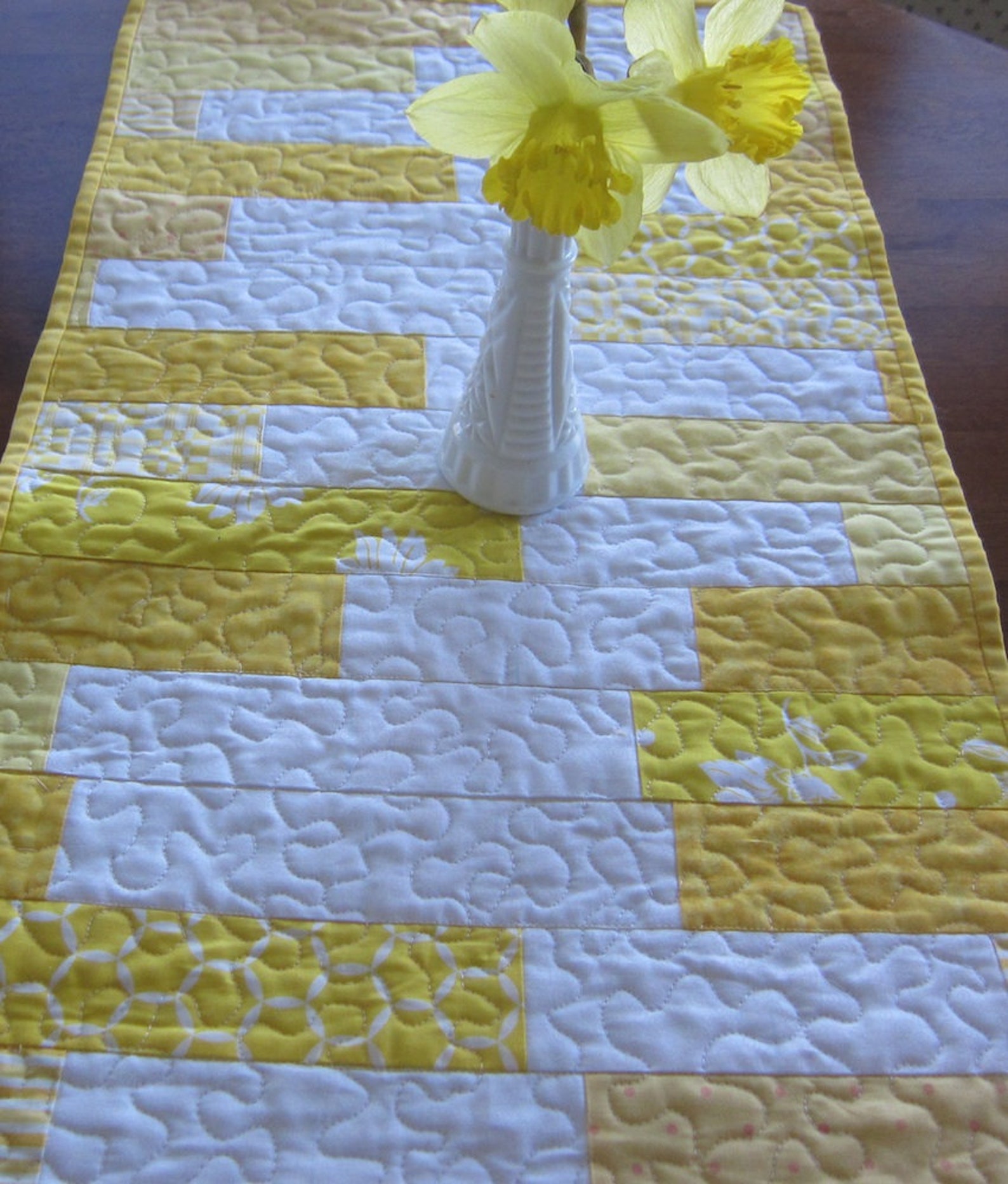 Spring Yellow Quilted Table Runner Quiltsy Handmade Etsy