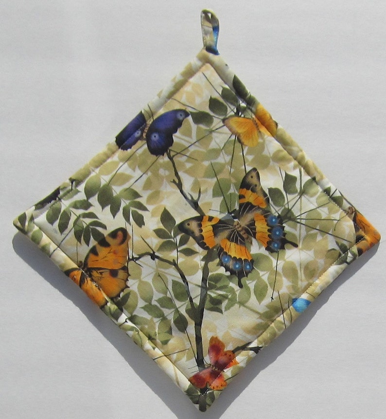 Colorful Multicolored Spring Butterfly Pot Holders Set of Two Quilted Handmade Etsy