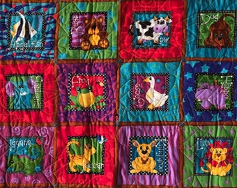 Animal Alphabet Colorful Baby Toddler Crib Quilt Quiltsy Handmade