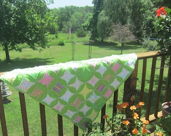 Baby Flannel Rag Quilt in Greens and Pastels Crib Quilt Quiltsy Handmade