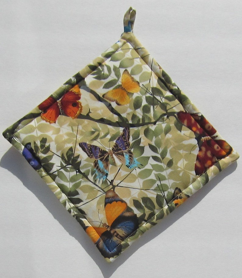 Colorful Multicolored Spring Butterfly Pot Holders Set of Two Quilted Handmade Etsy