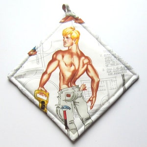 Hot Hunky Sexy Men Construction Workers Set of Two Pot Holders Quiltsy
