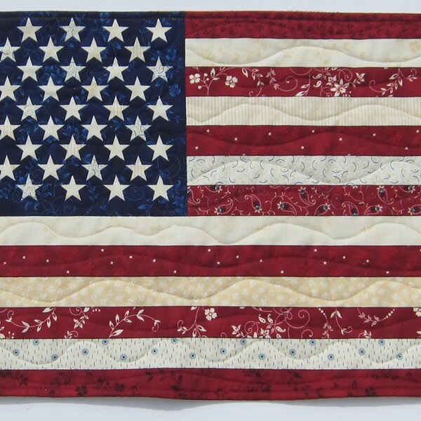 American Flag Patriotic Red White and Blue Wall Quilt or Table Topper Quiltsy Handmade