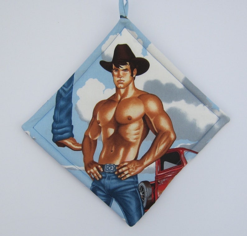Hunca Men Set Too Hot to Handle Cowboy Hunky Men Quilted Pot Holders Set of - Etsy