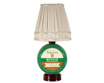 Vintage Avon Tin Accent Lamp: Handmade Fabric Shade, USA Made