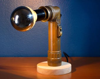 Vintage Military Flashlight Accent Lamp - Up-cycled Handcrafted in USA